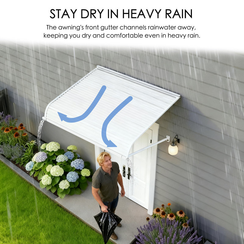 Kozyard Window Awning, Aluminum Frame with Impact-Resistant PVC